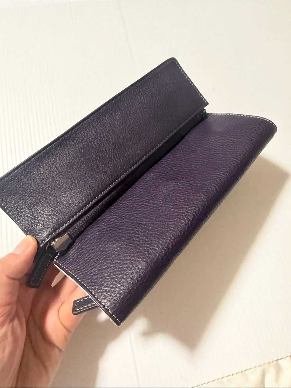 Levenger Purple Pebbled Leather Travel Jewelry Roll Organizer Case Snap Closure - Picture 7 of 9